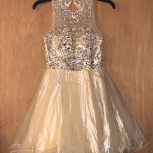 Gold Halter Top Prom Dress!